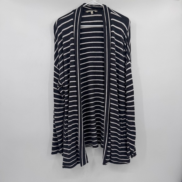 41 Hawthorn Cardigan Women 2X Gray White Striped Long Sleeve Stretch Topper - Picture 1 of 13